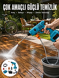 Şarjlı Oto Yıkama, Bahçe Sulama Tabancası Makinesi Yüksek Basınçlı