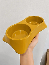 İkili Model Beton Kedi Köpek Mama ve Su Kabı (24cm × 12cm × 5cm) - Bronz