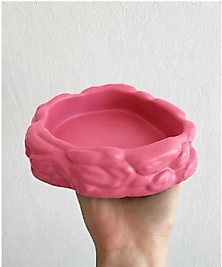 Eko Form Model Beton Kedi Köpek Mama ve Su Kabı (16cm*16cm*5.5cm) - Pembe