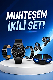 Kablosuz Bluetooth Bağlantılı Kulaklık ve Dokunmatik Ekran Akıllı Saat Arama Cevaplama