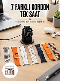 Akıllı Saat ve Air Pro Kulaklık 7 Kordonlu Çok Fonksiyonlu İkili Set Yeni Nesil
