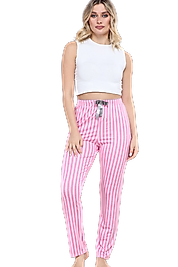 Pijama Altı Modal  Ring Viskon Kumaş Çizgili-Pembe
