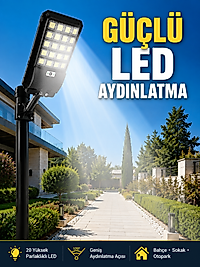 Hareket Sensörlü Solar LED Aydınlatma 3 Modlu Uzaktan Kumandalı Bahçe Lambası