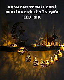 Pilli Ramazan ve Bayram LED Işık Zinciri Cami Temalı Dekoratif