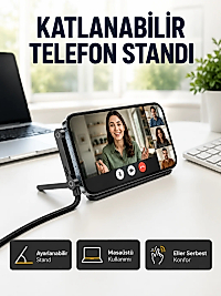 240W Type-C to Type-C Telefon Stand Özellikli Şarj Kablosu
