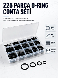 225 PCS O-Ring Conta Seti Profesyonel Tamir, Bakım ve Sızdırmazlık Çözümü