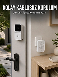 HD Kameralı Beyaz Görüntülü Kapı Zili Çift Yönlü Sesli Wi-Fi Akıllı Kapı Zili