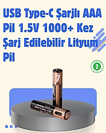 USB Type-C Şarjlı AAA Lityum Pil | 1.5V Sabit Voltaj, 1000+ Şarj Döngüsü ile Uzun Ömür