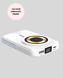 LCD Göstergeli Manyetik Powerbank Type C USB Girişli Yeni Nesil