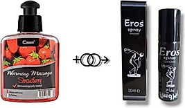 SÜPER ÇİLEK AROMALI CİNSEL MASAJ YAĞI 100 ML + EROS G.CTRCİ SPREY 20 ML