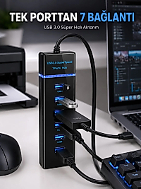USB Hub 7 Port USB 3.0 Çoklayıcı Windows  Uyumlu