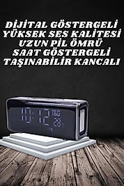 Bluetooth Hoparlör Speaker Saat Göstergeli Uzun Pil Ömrü Taşınabilir