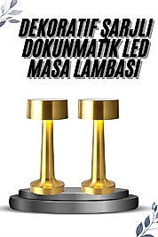 Kablosuz Renkli Masa ve Gece Lambası Altın Rengi Dokunmatik Led Lamba