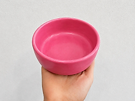 Kase Model Beton Kedi Köpek Mama ve Su Kabı (15cm çap × 5cm) - Pembe