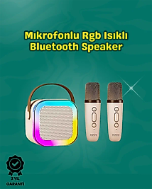 İki Mikrofonlu Renkli LED Işıklı Karaoke Cihazı