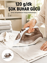 Seramik Tabanlı Buharlı Ütü 2200W Dikey Ütüleme 300ml Kahverengi