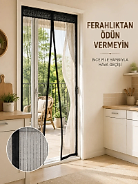Siyah Mıknatıslı Kapı Sinekliği Sinek ve Böceklere Karşı Koruyucu File