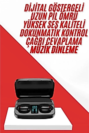 Kablosuz Bluetooth Kulaklık Android ve İOS Uyumlu Led Göstergeli Powerbankli