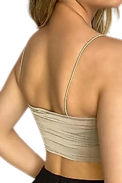 Askılı Crop Bluz-BEJ