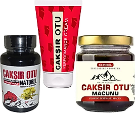 NATURAL ÇAKŞIR OTU SERTLEŞMEYE GECİKMEYE BÜYÜTMEYE ÖZEL 3 ADET SET > ÇAKŞIR KREMİ + ÇAKŞIR MACUNU + 60LI ÇAKŞIR KAPSÜLLERİ
