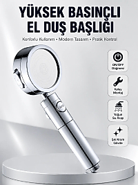 Kolay Montajlı 3 Modlu Yüksek Basınç Duş Başlığı