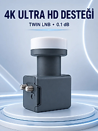 Uydu Anten LNB Twin Çıkışlı 0.1 dB Ku Band 4K Ultra HD Uyumlu