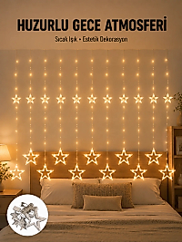 Yıldız Desenli Perde Tipi Peri Led 3x3 Metre Aydınlatma Yeni Nesil