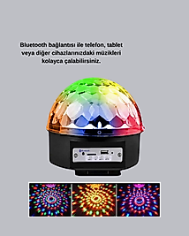 LED Disko Küresi Bluetooth Hoparlörlü Ritimle Senkronize Döner Işıklı