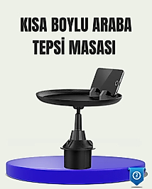 360° Döner Araç Bardaklık Tepsisi Geniş Yemek Alanlı Telefon Standlı