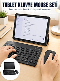 SIM Kartlı Android Tablet Bluetooth Klavye Kablosuz Mouse Geniş Ekran ve Taşınabilir Kullanım Seti