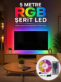 5 Metre RGB Şerit LED 5050 SMD Uzaktan Kumandalı Renkli Dekoratif LED Aydınlatma Seti