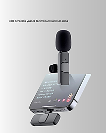 Kablosuz Yaka Mikrofonu Çift Mikrofonlu iPhone Uyumlu UCZZZK11YAKAMİKROFONU