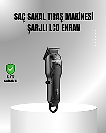 7000 RPM Güçlü Motorlu LCD Göstergeli Şarjlı Tıraş Makinesi