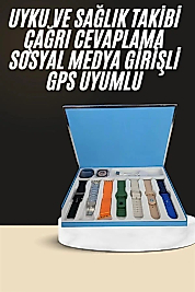 7 Kordonlu Unisex Akıllı Saat Çoklu Kordon Seçeneği Amoled Ekran
