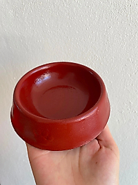 Pati Desen Model Beton Kedi Köpek Mama ve Su Kabı 13 cm çap x 4 cm - Kiremit