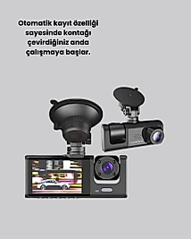 3 Kameralı Araç İçi Kayıt Cihazı  Suya ve Toza Dayanıklı Tasarım