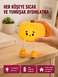 Pumpkin LED Night Light Dokunmatik Şarjlı Silikon Gece Lambası Yeni Nesil