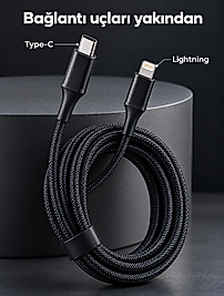 Uzun ve Dayanıklı Type C Lightning PD Hızlı Şarj Kablosu