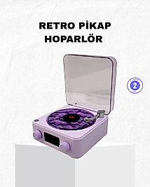 Retro Pikap Hoparlör Bluetooth AUX USB Type-C Projektörlü 360° Sesli Taşınabilir