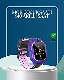 S10 Mor Çocuk Takip Saati Elektronik Bariyer ve Sesli Mesaj Destekli