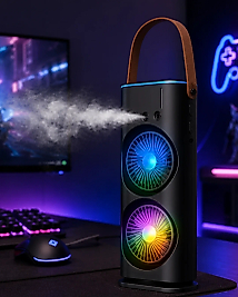 RGB Işıklı Spreyli Masa Fanı Çift Motorlu Güçlü Üflemeli Taşınabilir Fan