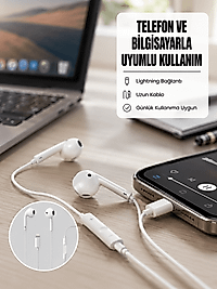 Yüksek Ses Kaliteli Mikrofonlu Kablolu Kulak İçi Kulaklık