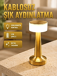 Modern USB'li Kablosuz Masa Lambası – Minimalist Tasarım, 3 Farklı Parlaklık Yeni Nesil