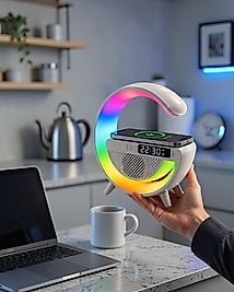 Kablosuz Şarjlı LED Masa Lambası Çalar Saat 13 Renk XUCZGOOGLEDİJİTAL-8