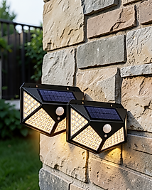 Solar Duvar Lambası 100 LED IP65 Su Geçirmez UCZDUVARLAMBASI3-1