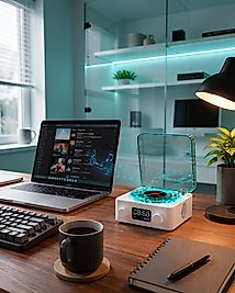 Gece Işıklı Bluetooth Hoparlör 3-ü-1 Zaman ve Pil Göstergeli