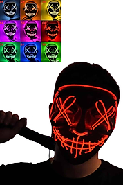 Led Işıklı Neon Maske Cadılar Bayramı Maskesi Korkunç Korku Maskesi