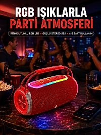 20W Güçlü Ses Çift Sürücülü RGB LED Işıklı Bluetooth 5.3 Hoparlör