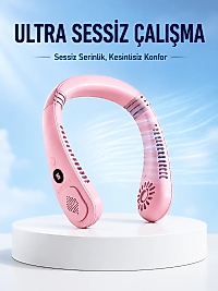Pembe Şarjlı Boyun Fanı 5 Kademeli Hız Ayarlı Taşınabilir Boyun Tipi Fan