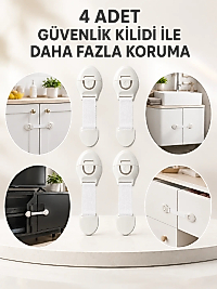4'lü Esnek Kayışlı Çocuk Güvenlik Kilidi Pratik ve Güvenli Kullanım